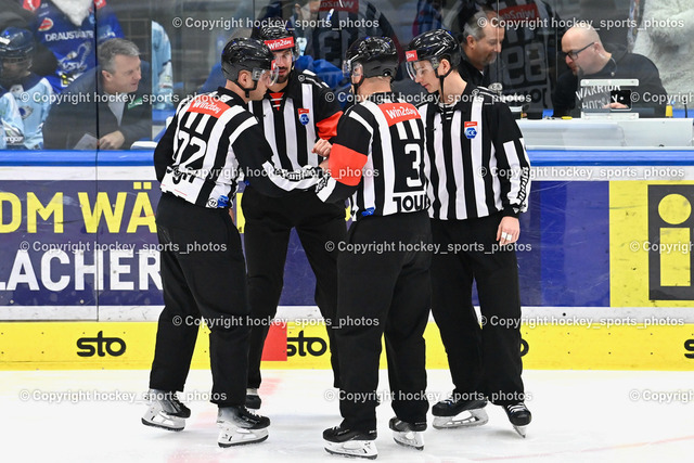 EC IDM Wärmepumpen VSV vs. Black Wings Linz 1.1.2024 | HLAVATY ALEXANDER, BEDYNEK SEBASTIAN, SMETANA LADISLAV, BÄRNTHALER CHRISTOPH, Referees