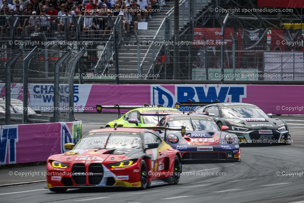 Norisring  DTM | Norisring,Germany, 07.Juli .2023 - Norisring  DTM, Image shows Sheldon van der Linde (RSA/ BMW), Ayhancan Gueven (TUR/ Porsche), Thomas Preining (AUT/ Porsche) and Kelvin van der Linde (RSA/ Audi).
Photo: Sportmediapics.com/ Manfred Binder