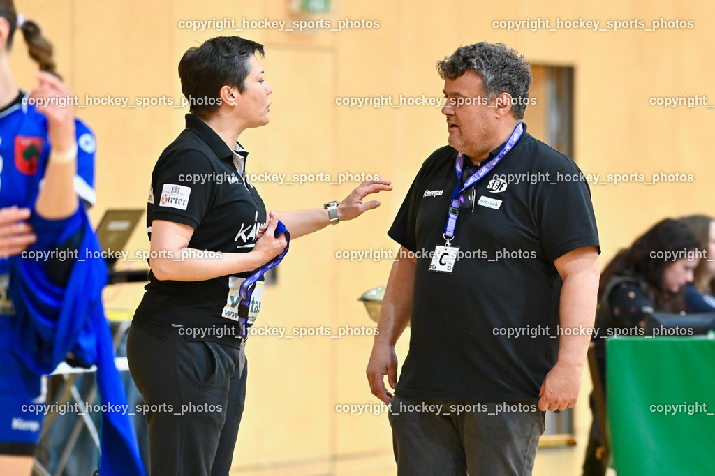 SC Ferlach Damen vs. Hypo Niederösterreich 30.4.2023 | Headcoch SC Ferlach Damen KANJUGOVIC Iva, Assistentcoach Betreuer Sektionsleiter SC Ferlach Damen Buchbauer Wolfgang