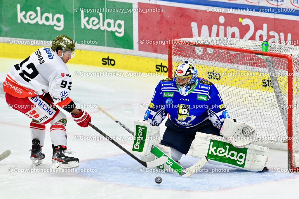 EC IDM Wärmepumpen VSV vs. HC Bozen 19.9.2023 | #92 Thomas Christian, #1 Jean-Philippe Lamoureux, win2day icehockeyleague, EC IDM Wärmepumpen - HC Bozen  am 19.09.2023 in Villach (Stadhalle Villach), Austria, (Photo by Bernd Stefan)