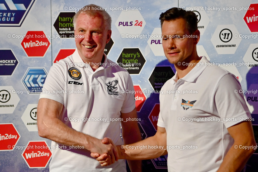 win2day ice hockey league Pressekonferenz Velden 13.9.2022 | Headcoach EC VSV Rob Daum, Headcoach STEINBACH BLACK WINGS LINZ Philipp Lukas