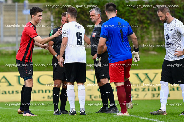 SC Magdalen vs. ATUS Nötsch 13.8.2023 | #21 Nicolas Francis Janschitz, #15 Christoph Wolfgang Erlacher, #1 Sandro Julian Keckel, #18 Daniel Brandauer, Kraschl Johann Referee