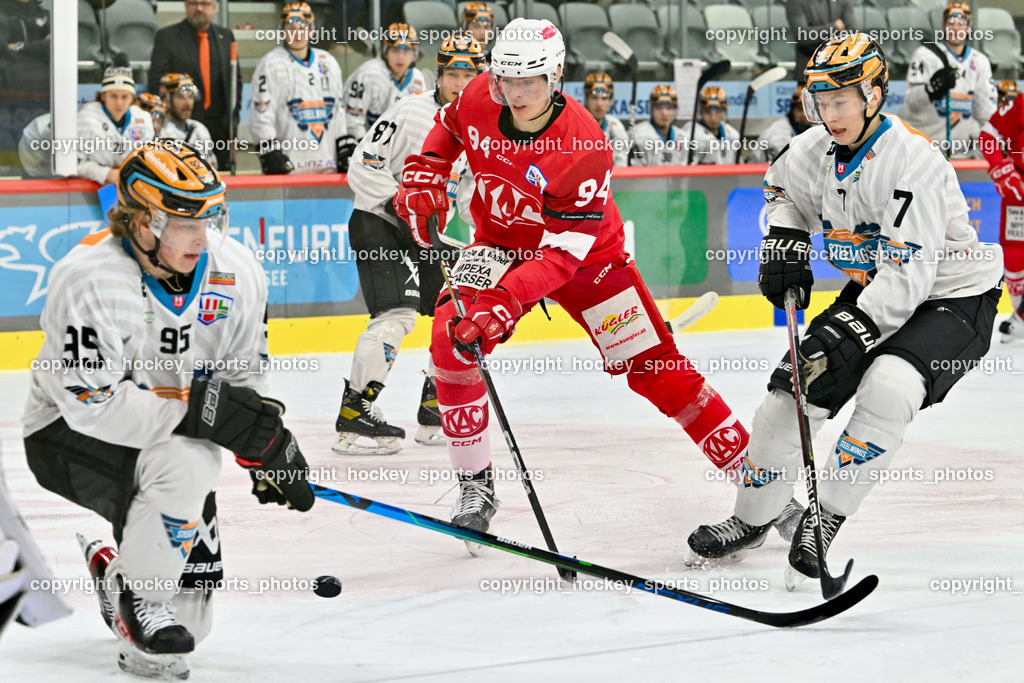 EC KAC Future Team vs. Steel Wings Linz 17.11.2022 | #95 Lindner Lorenz, #94 Siftar Anze, #7 Haiböck Mathias