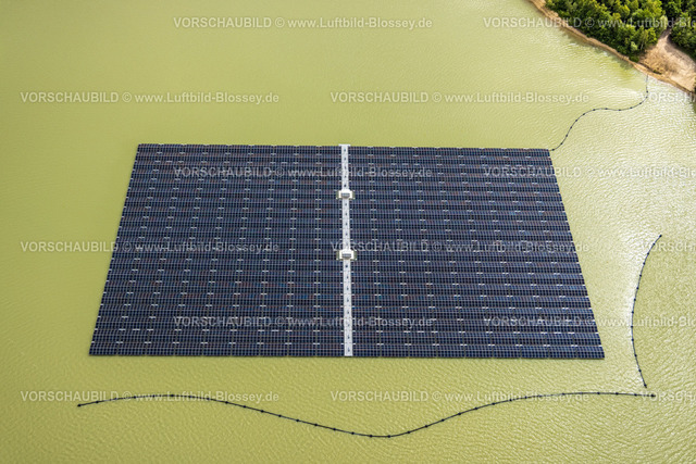 Haltern220604485 | Luftbild, Solaranlage im Silbersee III, schwimmende Photovoltaikanlage, Lehmbraken, Haltern am See, Ruhrgebiet, Nordrhein-Westfalen, Deutschland