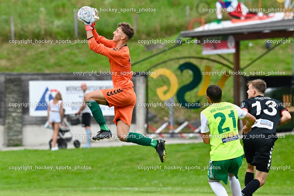 WSG Radenthein vs. ESV Admira Villach 15.8.2023 | #1 Philipp Kranzelmayer, #21 Miljan Urosevic, #13 Nico Leo Winkler