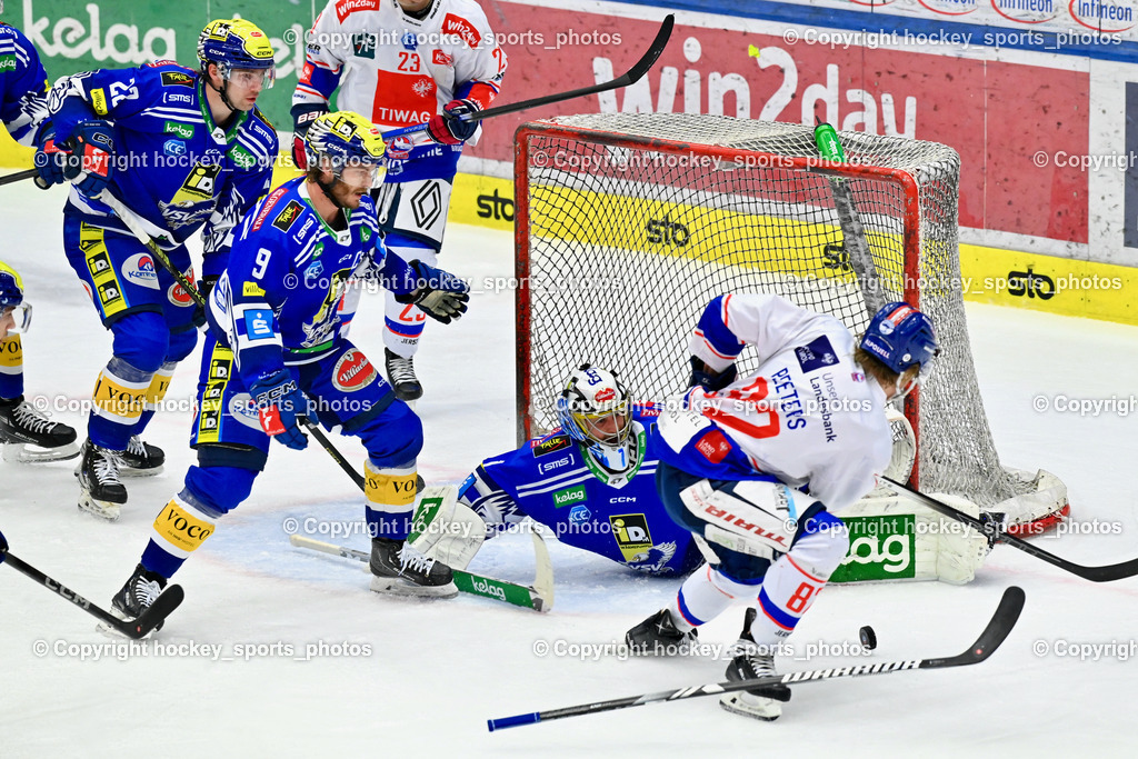 EC IDM Wärmepumpen VSV vs. HC Innsbruck 21.2.2024 | #22 Cap Ethan, #9 Rauchenwald Alexander, #82 Peeters Senna, #1 Lamoureux Jean Philippe, Puck