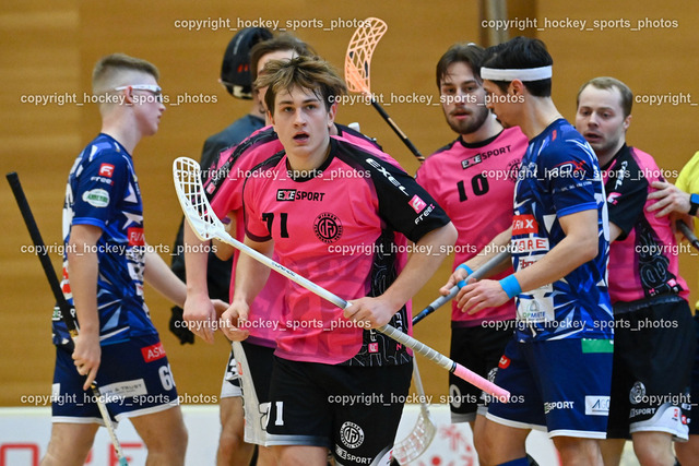 VSV Unihockey vs. Wiener Floorballverein 25.3.2023 | Jubel Wiener Floorballverein Mannschaft, #71 Christoph Platzer, #10 Philipp Horn, #9 Laurin Zehetner, #89 Robert Rauter