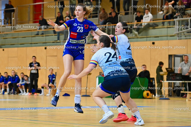 SC Ferlach Damen vs. Handballclub BW Feldkirch 1.4.2023 | #23 Prevendar Dorotea, #24 HARTL Leonie, #21 Todorova Madlen