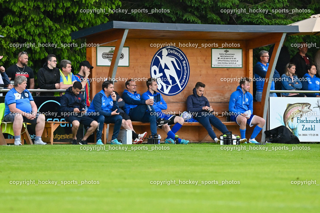 SV Dellach Gail vs. SAK 29.5.2023 | Spielerbank SV Dellach Gail, Sektionsleiter SV Dellach Gail Werner Unterassinger, #10 Samir Nuhanovic, Headcoach SV Dellach Wolfgang Wilscher, Assistentcoach SV Dellach Jakob Wastian