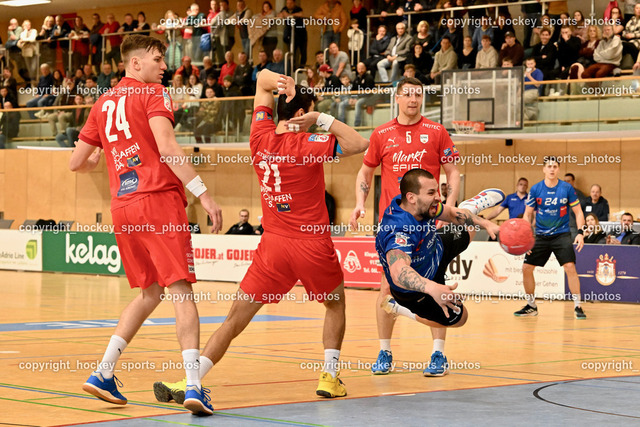 SC Ferlach vs. UHK Krems 17.2.2023 | #24 DICKER Daniel, #21 HAJDU Gabor, #81 MILICEVIC Adrian, #5 KIRVELIAVIČIUS Romas