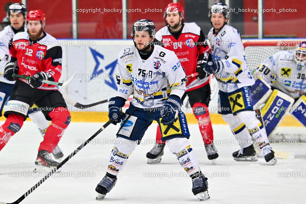 SIJ ACRONI JESENICE vs. EK Die Zeller Eisbären  | #75 Wilfan Maximilian EK DIE ZELLER EISBÄREN, SIJ ACRONI JESENICE vs. EK Die Zeller Eisbären , SIJ ACRONI JESENICE vs. EK Die Zeller Eisbären  am 08.04.2025 in Jesenice (Športni Park Podmežakla), Slowenien, (Photo by Bernd Stefan)