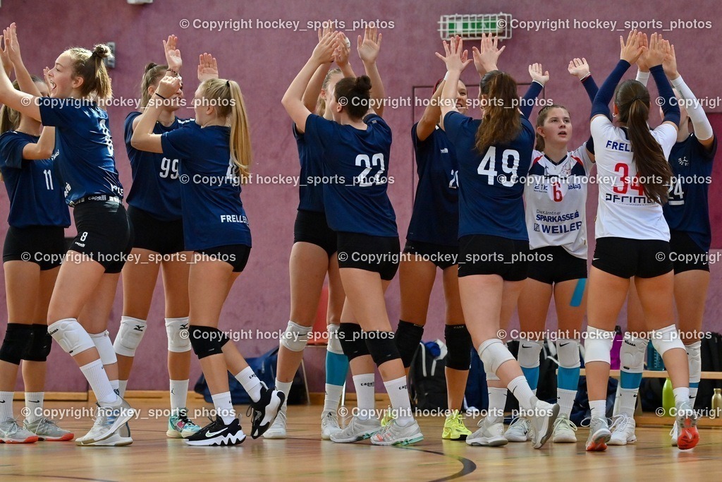 ASKÖ Volley Eagles vs. ATSC Kelag Wildcats 16.10.2022 | ATSC Wildcats Mannschaft, #8 GÄRTNER Jana, #6 GOBER Lea Hemma