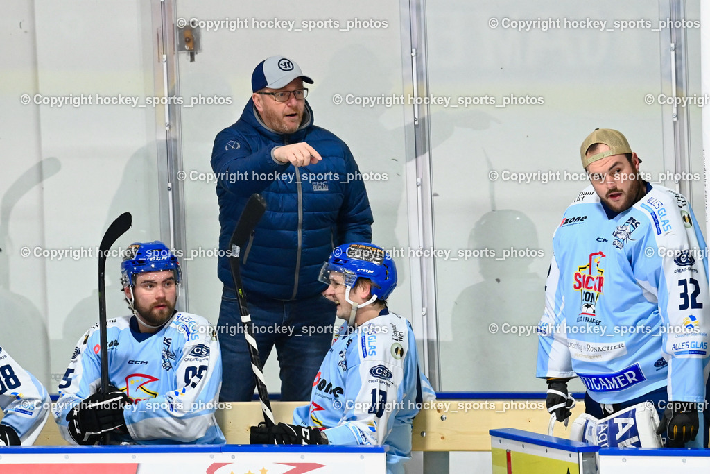 EC IDM Wärmepumpen VSV Juniors U20 vs. ESC Steindorf 6.1.2023 | #95 Gelfanov Ruslan, #18 Pöck Markus, #32 Baumann Rene, Headcoach ESC Steindorf MOSER Robert