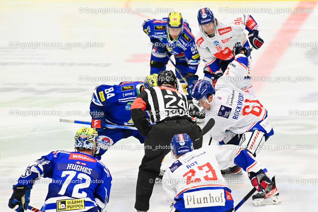 EC IDM Wärmepumpen vs. HC Tiroler Wasserkraft 22.9.2023 | #84 Andrew Desjardins, #61 Rockwood Adam HCI, #72 HUGHES John, #23 Roy Kevin HCI, #55 SABOLIC Robert,  #96 Ulmer Martin HCI, EC IDM Wärmepumpen vs. HC Tiroler Wasserkraft 22.9.2023, EC IDM Wärmepumpen - HC Tiroler Wasserkraft am 22.09.2023 in Villach (Stadhalle Villach), Austria, (Photo by Bernd Stefan)