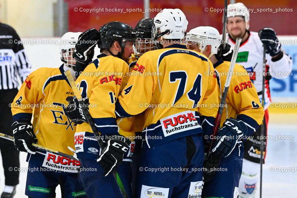 EC Feld am See vs. ELV Zauchen 15.1.2023 | Jubel ELV Zauchen Mannschaft, #12 Tilli Thomas, #74 Spitzer Patrick, #9 Frei-Jarz Christopher