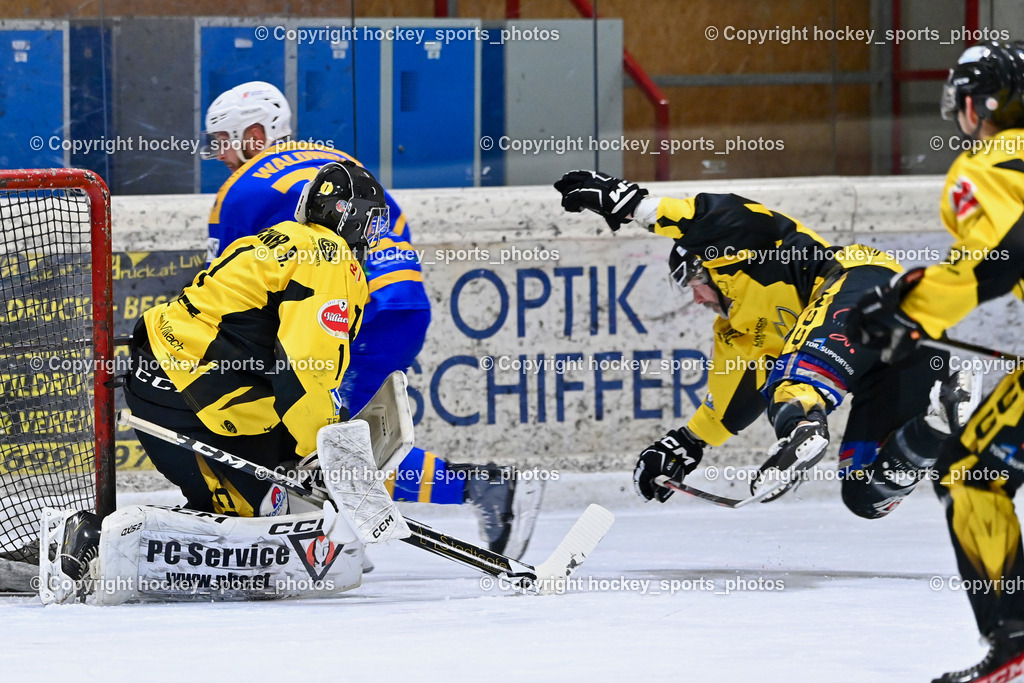 EC MET PHOTOVOLTAIK HORNETS SPITTAL vs. EHC Althofen  | #1 Zauchner Rene EC Hornets Spittal, #33 Kabas Michael EC Hornets Spittal, EC MET PHOTOVOLTAIK HORNETS SPITTAL vs. EHC Althofen , EC MET PHOTOVOLTAIK HORNETS SPITTAL vs. EHC Althofen  am 19.02.2025 in Spittal an der Drau (Eissportzentrum Spittal), Austria, (Photo by Bernd Stefan)