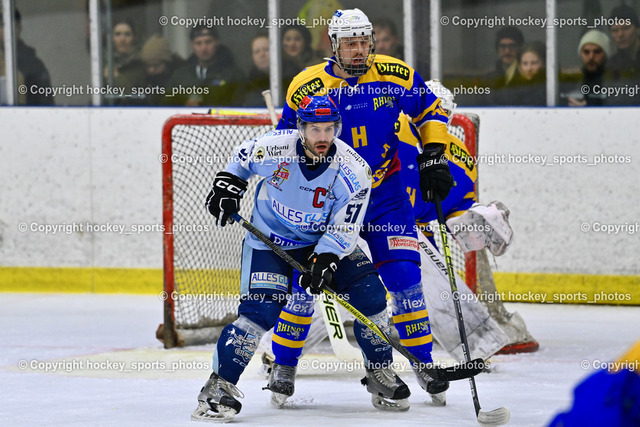 EHC Althofen vs. ESC Steindorf 6.3.2024 | #57 Wilfan Franz ESC Steindorf, #58 Goritschnig Martin EHC Althofen, EHC Althofen vs. ESC Steindorf 6.3.2024, EHC Althofen vs. ESC Steindorf am 06.03.2024 in Althofen (Stadthalle Althofen ), Austria, (Photo by Bernd Stefan)