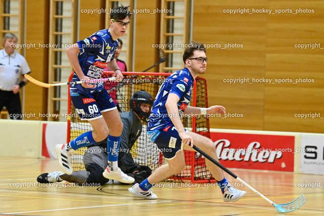 VSV Unihockey vs. Wiener Floorball Verein 7.1.2023 | #60 Thomas Unterweger, #74 Luca Wurmitzer