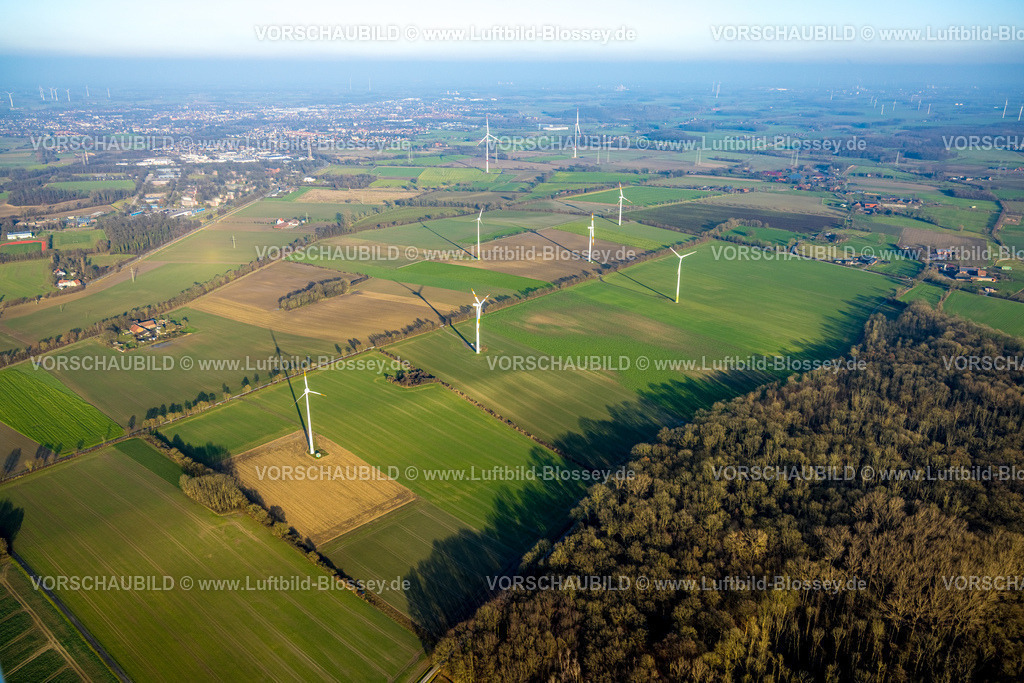 Hamm241200395 | Luftbild, Windräder Windenergieanlage Ennigerberg, Wiesen und Felder, Stadtbezirk Heessen, Hamm, Ruhrgebiet, Nordrhein-Westfalen, Deutschland