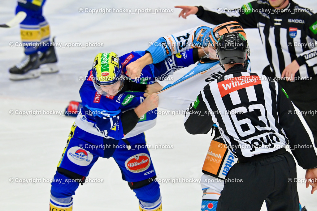 EC IDM Wärmepumpen VSV vs. STEINBACH BLACK WINGS LINZ | BEDYNIK SEBASTIAN Referee, RIECKEN SIMON Referee, 77 LINDNER Philipp EC VSV, #23 Söllinger Patrick BLACK WINGS LINZ, EC IDM Wärmepumpen VSV vs. STEINBACH BLACK WINGS LINZ, EC IDM Wärmepumpen VSV vs. STEINBACH BLACK WINGS LINZ am 25.10.2024 in Villach (Stadthalle Villach), Austria, (Photo by Bernd Stefan)