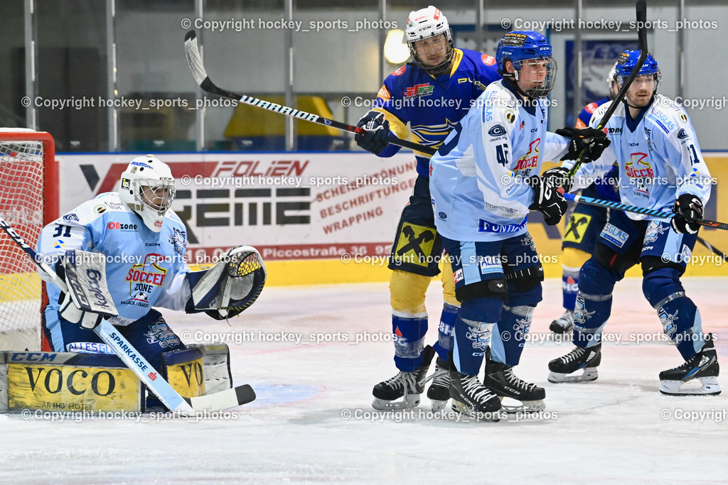 ESC Steindorf vs. HC Kufstein Dragons 25.2.2023 | #31 Steiner Paul, #46 Maurer Julian, #26 Sappl Samuel, #21 Steiner Kevin