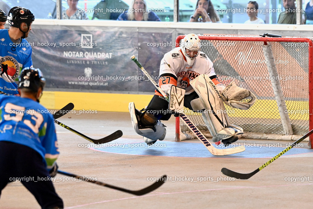 Team Zehenthof vs. ASKÖ Hockey Villach | #27 Kall Tobias, Tor ASKÖ Hockey Villach,  Team Zehenthof vs. ASKÖ Hockey Villach, Team Zehenthof vs. ASKÖ Hockey Villach am 01.06.2025 in Velden (Eishalle Velden ), Austria, (Photo by Bernd Stefan)