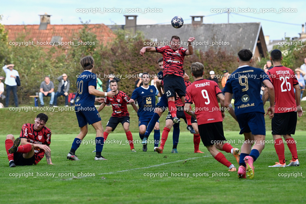 ATUS Ferlach vs. ATUS Velden 30.9.2023 | #10 Lukas Lausegger ATUS Velden, #23 Kern Dejan ATUS Ferlach, #9 Schwarz Hannes Marcel ATUS Ferlach, #9 Ishak Osmanovic ATUS Velden, #26 Martin Sustersic ATUS Ferlach, ATUS Ferlach vs. ATUS Velden 30.9.2023, ATUS Ferlach vs. ATUS Velden am 30.09.2023 in Ferlach (Sportplatz ATUS Ferlach), Austria, (Photo by Bernd Stefan)