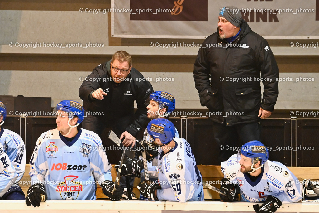 USC Velden vs. ESC Steindorf 9.1.2023 | Headcoach ESC Steindorf MOSER Robert, Spielerbank ESC Steindorf, #91 Kravanja Kristian, #18 Pöck Markus, #69 Kreuzer Philipp, #57 Wilfan Franz, Stefan Platzner,