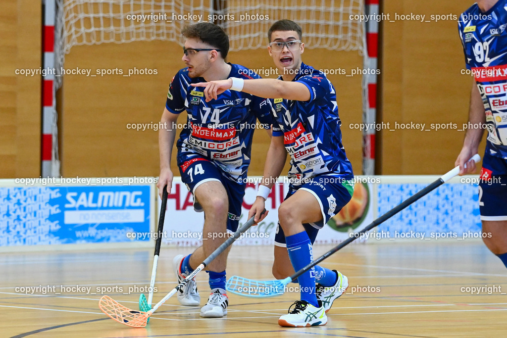 VSV Unihockey vs. Wiener Floorballverein 25.3.2023 | #74 Luca Wurmitzer, #16 Manuel Flaschberger