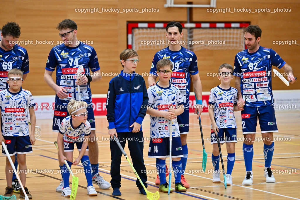 VSV Unihockey vs. KAC Floorball 4.2.2023 | #74 Luca Wurmitzer, #89 Robert Rauter, #92 Ingolf Gunnar Natmessnig