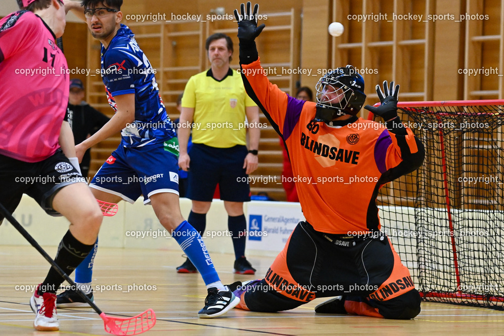 VSV Unihockey vs. Wiener Floorballverein 25.3.2023 | #17 Jakob Mayer, #30 Christoph Steiner, #80 Bernhard Bezucha