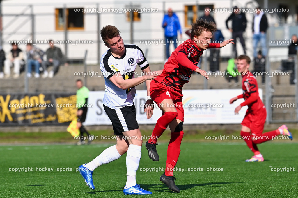 SV Spittal 1921 vs. ATUS Ferlach 24.3.2024 | #7 Ralph Roman Scheer SV Spittal, #4 Julian Hobel ATUS Ferlach, SV Spittal 1921 vs. ATUS Ferlach 24.3.2024, SV Spittal 1921 vs. ATUS Ferlach am 24.03.2024 in Spittal an der Drau (Goldeck Stadion), Austria, (Photo by Bernd Stefan)