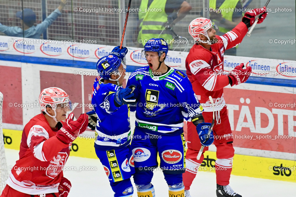 EC IDM Wärmepumpen VSV vs. EC Bad Nauheim 20.8.2023 | Jubel EC VSV Mannschaft, #88 LUCIANI Anthony, #81 RICHTER Marco