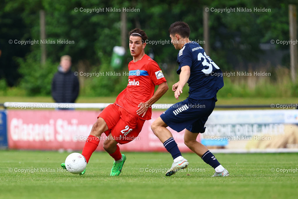 NH_HolsteinKielU23_FCEintrachtNorderstedt_Testspiel_05072025 | #28 Gustav Karimi (Holstein Kiel U23), #30 Yevgeniy Obushnyi (FC Eintracht Norderstedt)Fußball I Herren I Testspiel I Saison 2025-2026  I Holstein Kiel U23 - FC Eintracht Norderstedt I 05.07.2025 I Stadtwerke Arena Eckernförde - Realisiert mit Pictrs.com