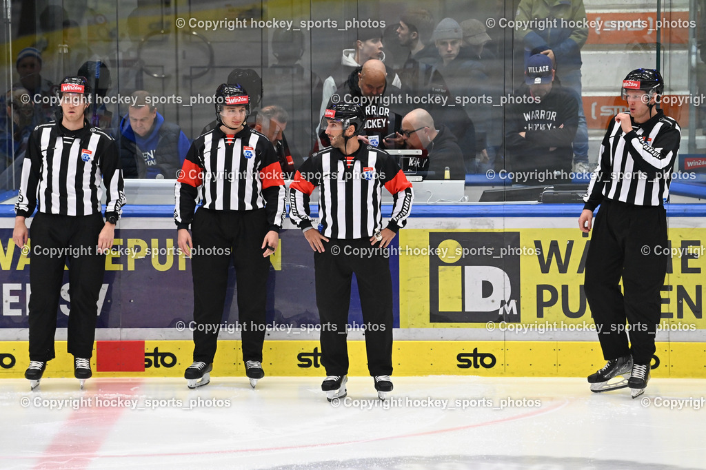 EC IDM Wärmepumpen VSV vs. Black Wings Linz 27.10.2023 | BEDYNEK SEBASTIAN, PALKÖVI ZSOMBOR, STERNAT CHRISTOPH, RIECKEN SIMON, Referees