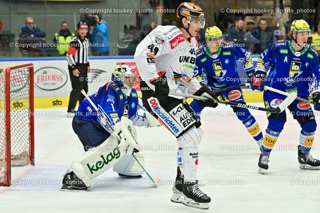 EC IDM Wärmepumpen VSV vs. Black Wings Linz 20.11.2022 | #1 Lamoureux Jean Philippe, #49 Knott Graham, #77 Lindner Philipp