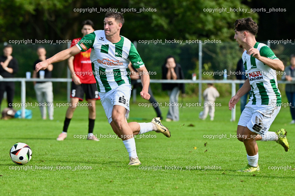SV Falle Maria Gail vs. SV Feldkirchen | #7 Tim Oman SV Feldkirchen, #70 Deniz Yilmaz SV Feldkirchen, SV Falle Maria Gail vs. SV Feldkirchen, SV Falle Maria Gail vs. SV Feldkirchen am 14.09.2025 in Villach (Sportplatz Maria gail), Austria, (Photo by Bernd Stefan)