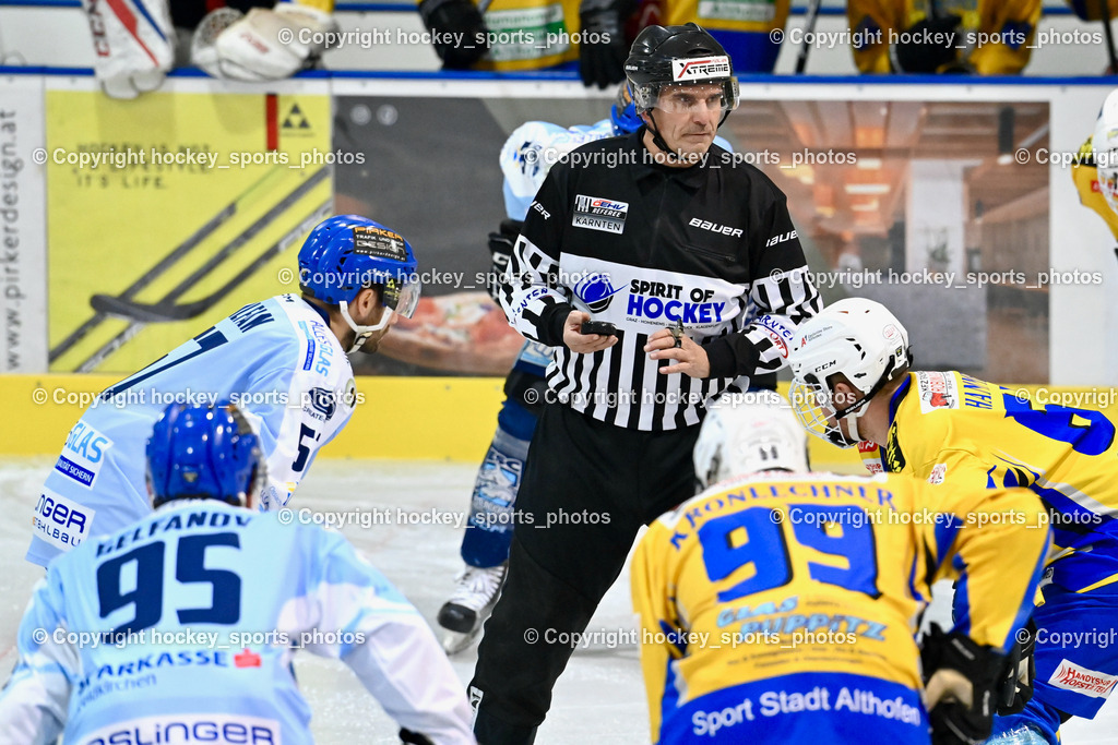 ESC Steindorf vs. EHC Althofen 10.12.2022 | FRANZL Reinhard Referee, #57 Wilfan Franz, #63 Hammerle Simon