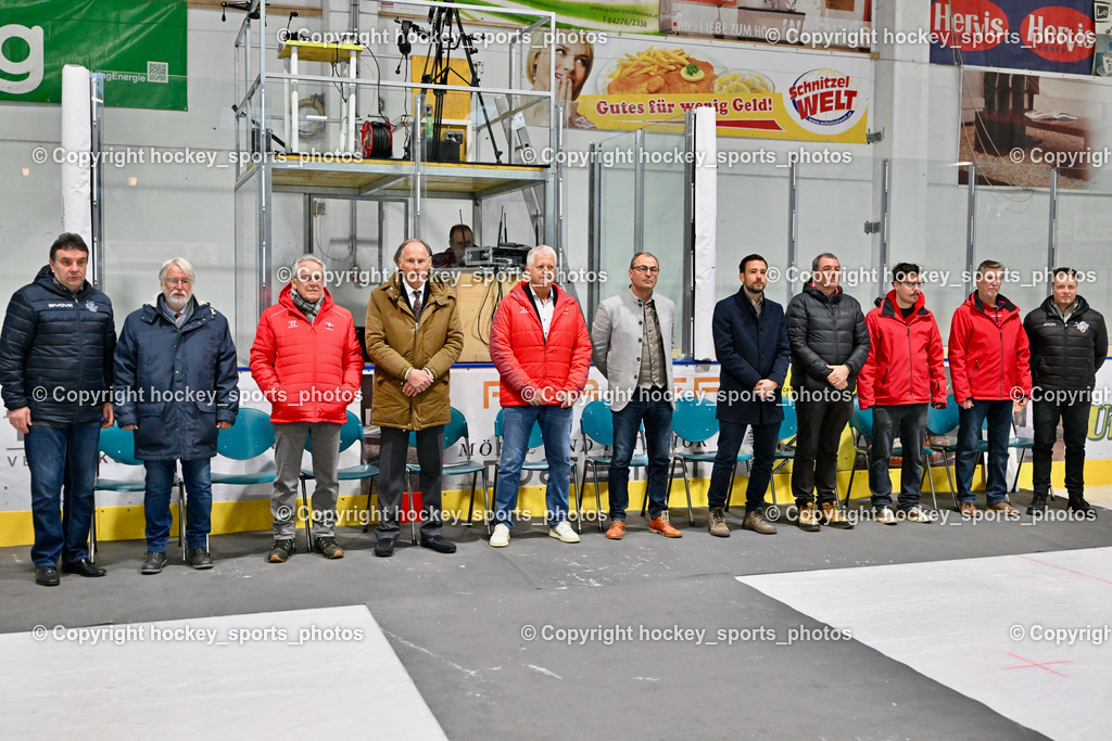 ESC Soccerzone Steindorf 50 Jahr Feier 26.2.2023 | ESC Steindorf Obmann Hans Tschernutter, DR. Dieter Kalt, ASVÖ Kärnten Christoph Schasché, ÖEHV Präsident Klaus Hartmann, Bürgermeister Steindorf Georg Kavalar, Landesrat Sebastian Schuschnig, Landtagsabgeordneter Kärnten Christof Seymann, KEHV Präsident Michael Herzog Löschnig