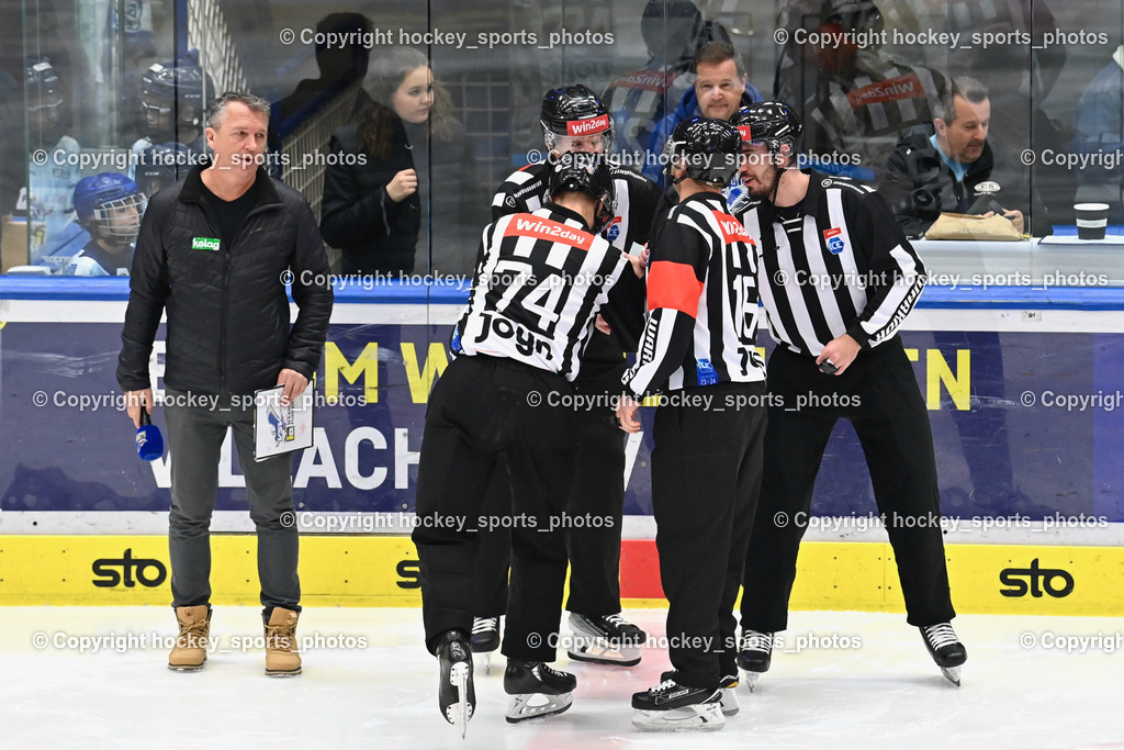 EC IDM Wärmepumpen VSV vs. Asiago Hockey 1935 22.12.2023 | Hallensprecher EC VSV Gerhard Oberrauner, VACZI DAVID, GROZNIK BOSTJAN, ZRNIC MILAN, MUZSIK NORBERT, Referees